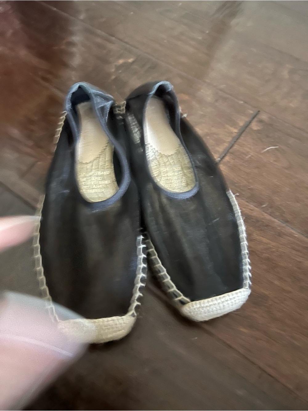 J. Crew Black Espadrille Slip-On Flats with Natural Jute Trim